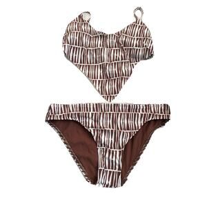 Basta Surf Retro Retro Knopped Crop Top Bikini Brown 2 Piece Brown Size M 0991